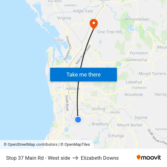 Stop 37 Main Rd - West side to Elizabeth Downs map