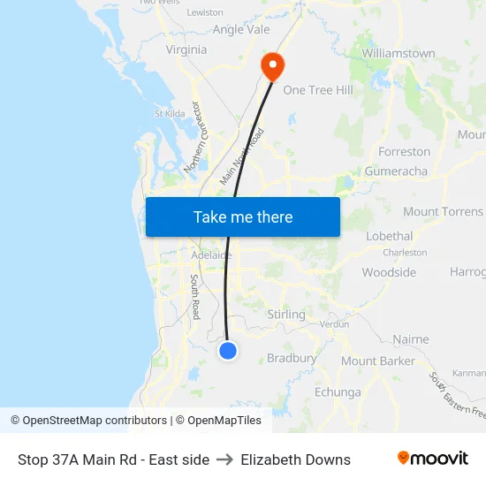 Stop 37A Main Rd - East side to Elizabeth Downs map