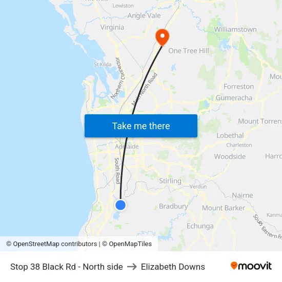 Stop 38 Black Rd - North side to Elizabeth Downs map