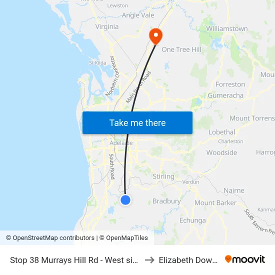 Stop 38 Murrays Hill Rd - West side to Elizabeth Downs map
