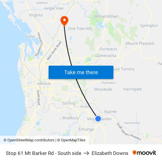 Stop 61 Mt Barker Rd - South side to Elizabeth Downs map