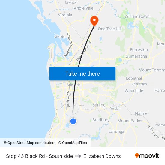 Stop 43 Black Rd - South side to Elizabeth Downs map