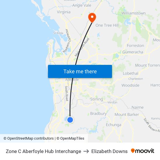 Zone C Aberfoyle Hub Interchange to Elizabeth Downs map