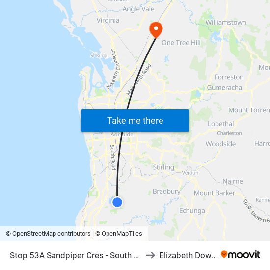 Stop 53A Sandpiper Cres - South side to Elizabeth Downs map