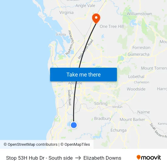 Stop 53H Hub Dr - South side to Elizabeth Downs map