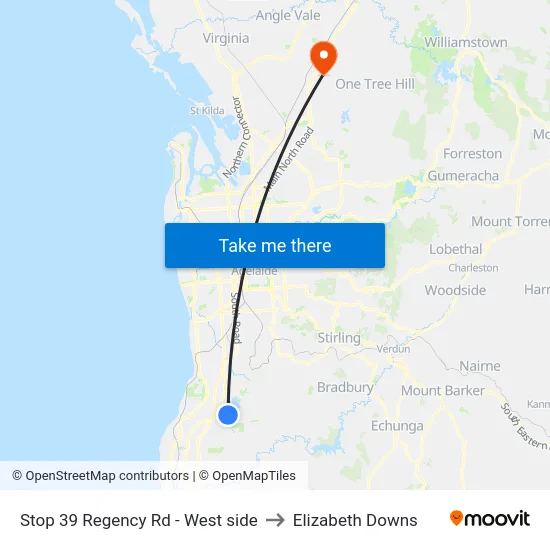 Stop 39 Regency Rd - West side to Elizabeth Downs map