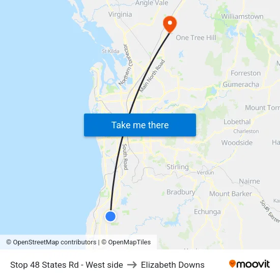 Stop 48 States Rd - West side to Elizabeth Downs map
