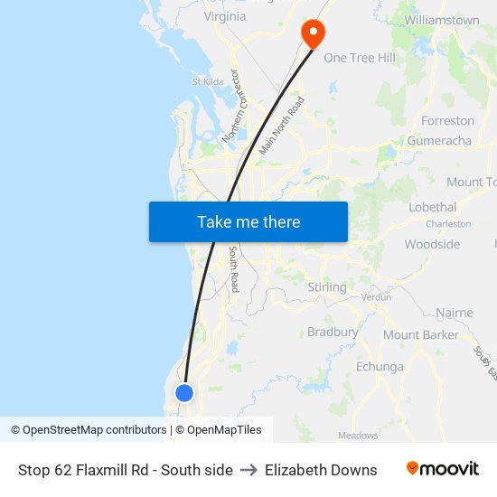 Stop 62 Flaxmill Rd - South side to Elizabeth Downs map