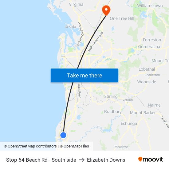 Stop 64 Beach Rd - South side to Elizabeth Downs map