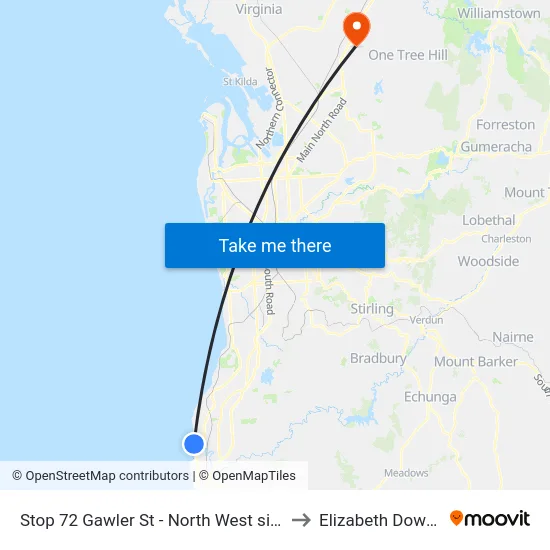 Stop 72 Gawler St - North West side to Elizabeth Downs map