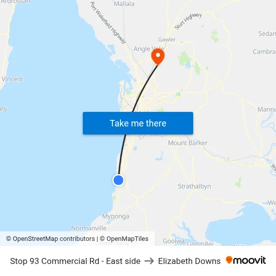 Stop 93 Commercial Rd - East side to Elizabeth Downs map