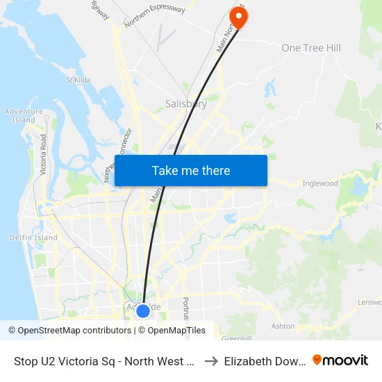 Stop U2 Victoria Sq - North West side to Elizabeth Downs map