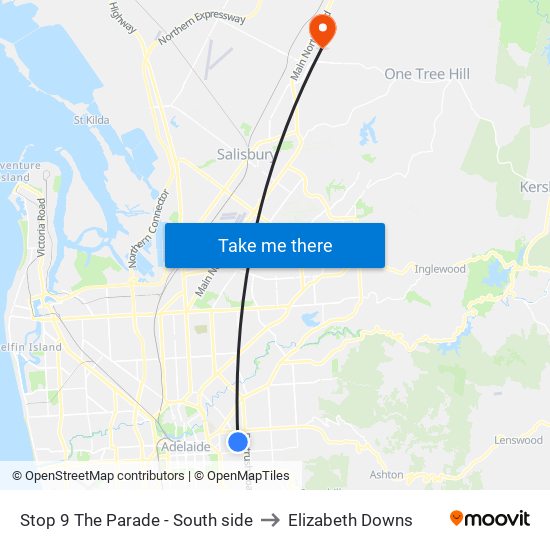 Stop 9 The Parade - South side to Elizabeth Downs map