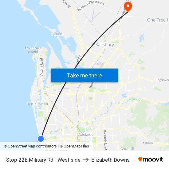 Stop 22E Military Rd - West side to Elizabeth Downs map