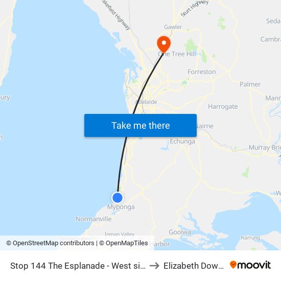 Stop 144 The Esplanade - West side to Elizabeth Downs map