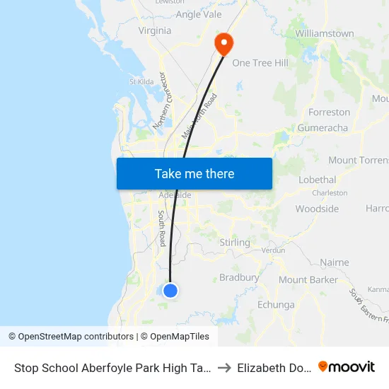 Stop School Aberfoyle Park High Taylors Rd to Elizabeth Downs map