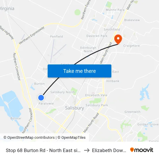 Stop 68 Burton Rd - North East side to Elizabeth Downs map