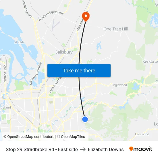 Stop 29 Stradbroke Rd - East side to Elizabeth Downs map