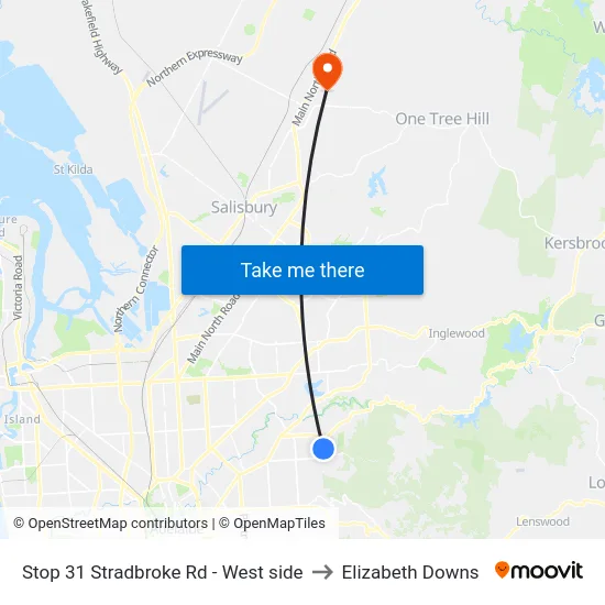 Stop 31 Stradbroke Rd - West side to Elizabeth Downs map