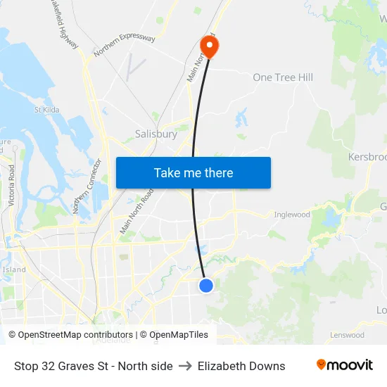 Stop 32 Graves St - North side to Elizabeth Downs map