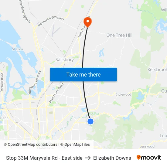 Stop 33M Maryvale Rd - East side to Elizabeth Downs map