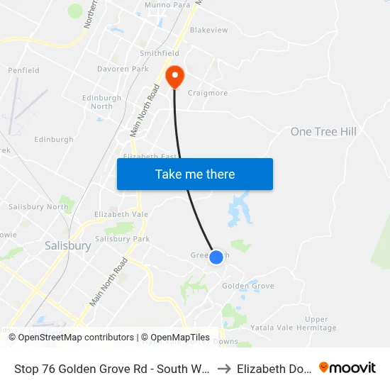 Stop 76 Golden Grove Rd - South West side to Elizabeth Downs map