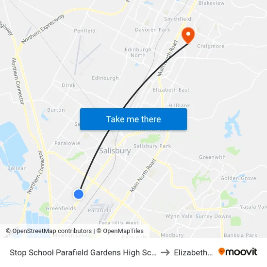 Stop School Parafield Gardens High School Shepherdson Rd to Elizabeth Downs map