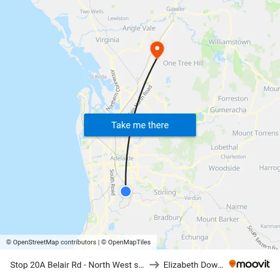 Stop 20A Belair Rd - North West side to Elizabeth Downs map