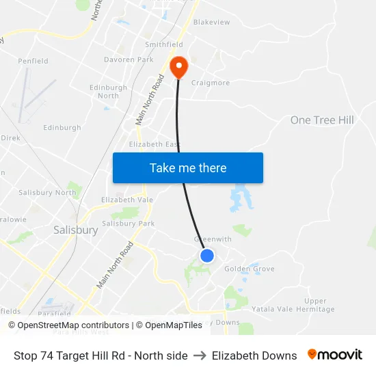 Stop 74 Target Hill Rd - North side to Elizabeth Downs map
