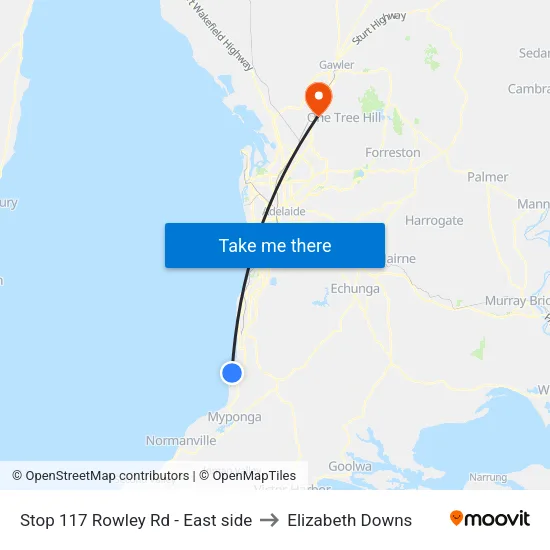 Stop 117 Rowley Rd - East side to Elizabeth Downs map