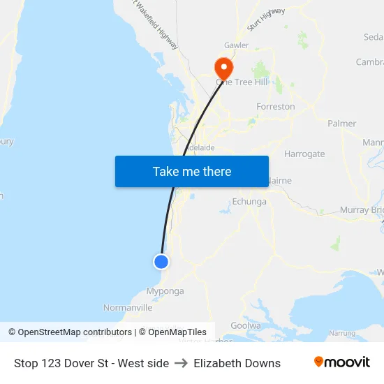 Stop 123 Dover St - West side to Elizabeth Downs map
