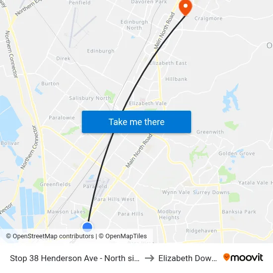 Stop 38 Henderson Ave - North side to Elizabeth Downs map