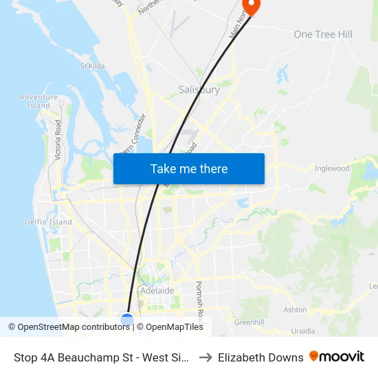 Stop 4A Beauchamp St - West Side to Elizabeth Downs map