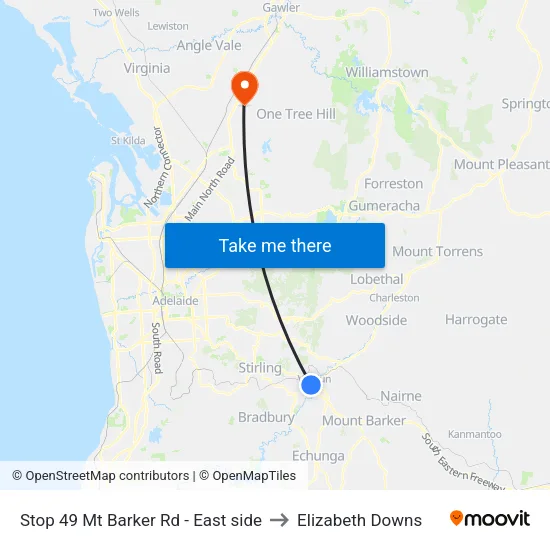 Stop 49 Mt Barker Rd - East side to Elizabeth Downs map