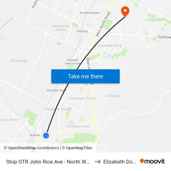 Stop OTR John Rice Ave - North West side to Elizabeth Downs map
