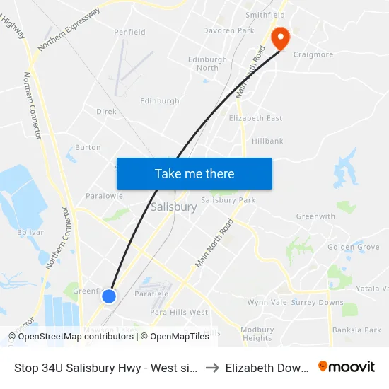 Stop 34U Salisbury Hwy - West side to Elizabeth Downs map
