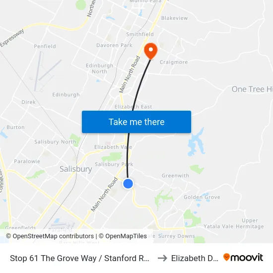 Stop 61 The Grove Way / Stanford Rd - South side to Elizabeth Downs map