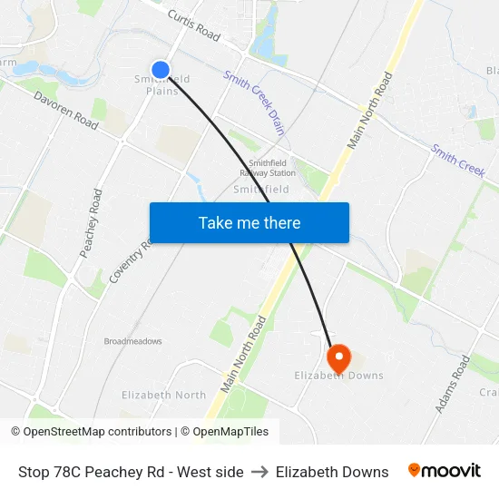 Stop 78C Peachey Rd - West side to Elizabeth Downs map