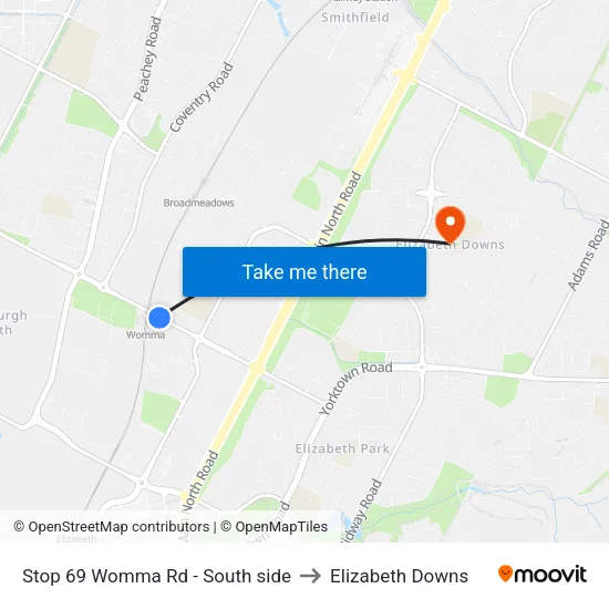 Stop 69 Womma Rd - South side to Elizabeth Downs map