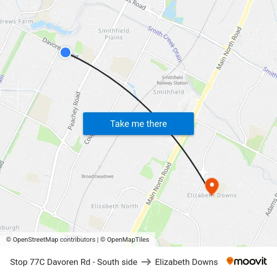 Stop 77C Davoren Rd - South side to Elizabeth Downs map