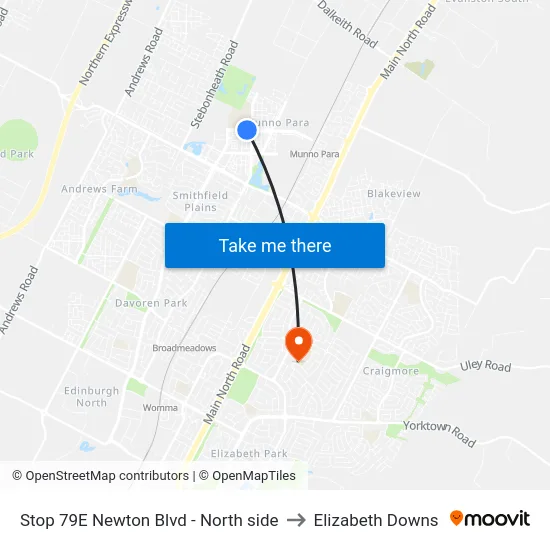 Stop 79E Newton Blvd - North side to Elizabeth Downs map