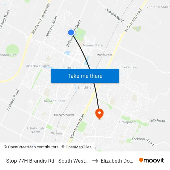 Stop 77H Brandis Rd - South West side to Elizabeth Downs map