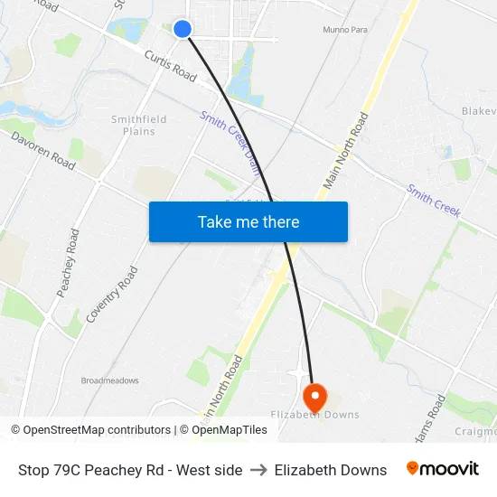 Stop 79C Peachey Rd - West side to Elizabeth Downs map