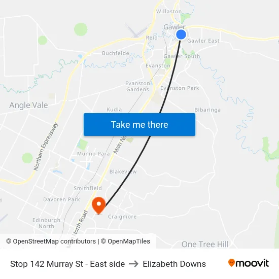 Stop 142 Murray St - East side to Elizabeth Downs map