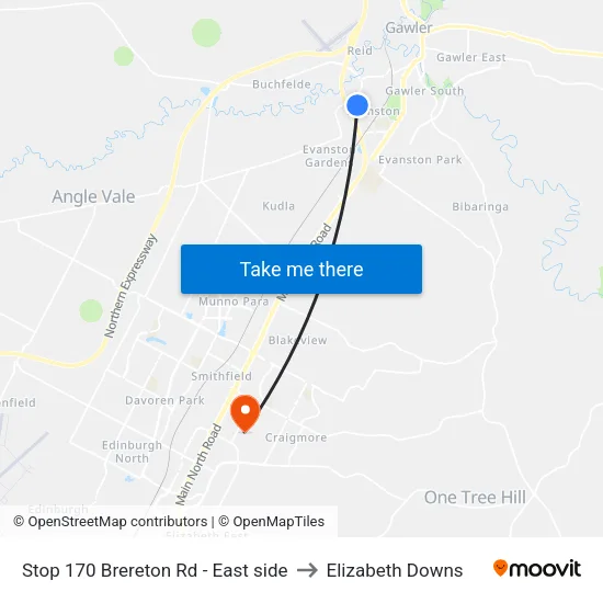 Stop 170 Brereton Rd - East side to Elizabeth Downs map