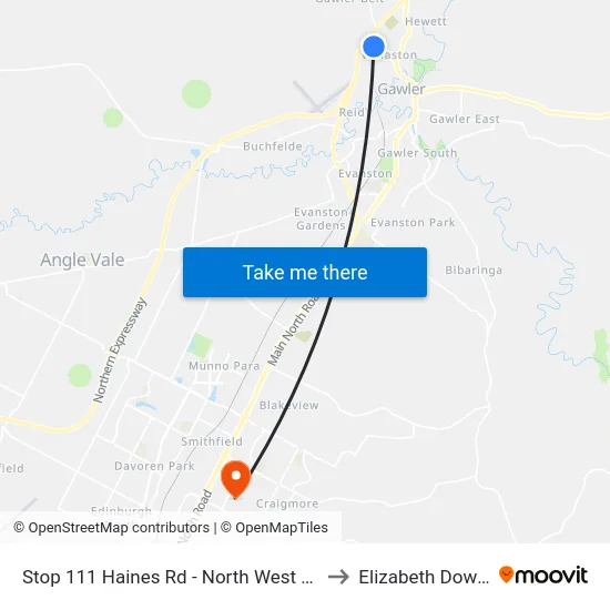 Stop 111 Haines Rd - North West side to Elizabeth Downs map