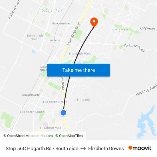 Stop 56C Hogarth Rd - South side to Elizabeth Downs map