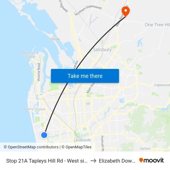Stop 21A Tapleys Hill Rd - West side to Elizabeth Downs map