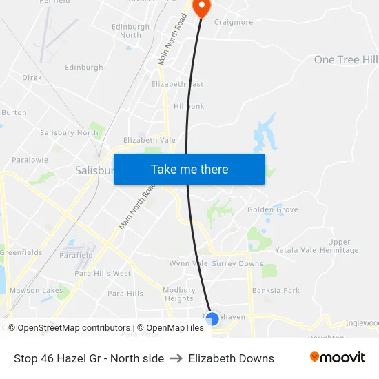 Stop 46 Hazel Gr - North side to Elizabeth Downs map