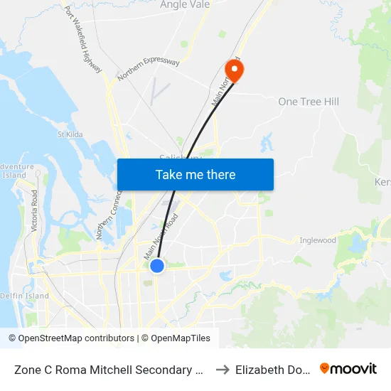 Zone C Roma Mitchell Secondary College to Elizabeth Downs map